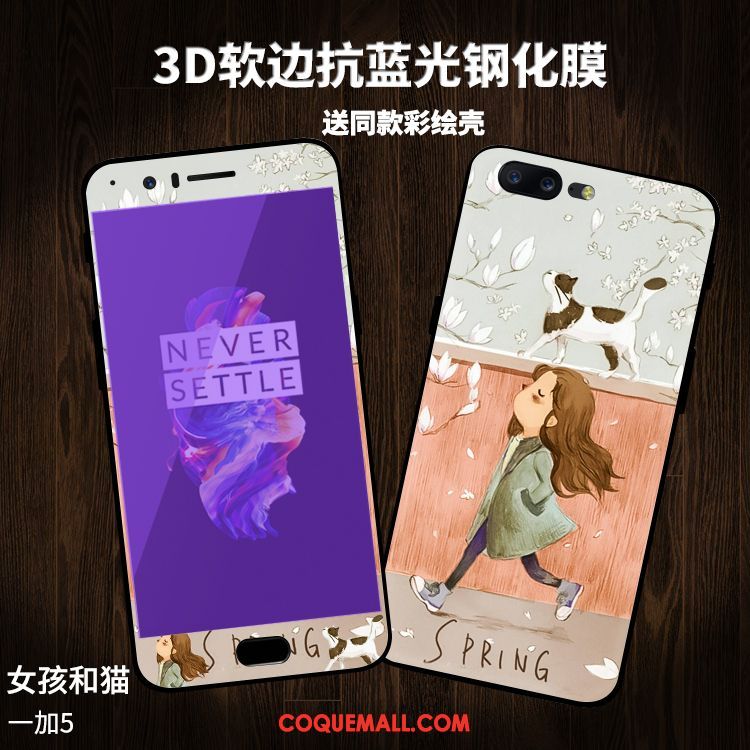 Étui Oneplus 5 Tempérer Téléphone Portable Dessin Animé, Coque Oneplus 5 Protection Contre Les Explosions Verre