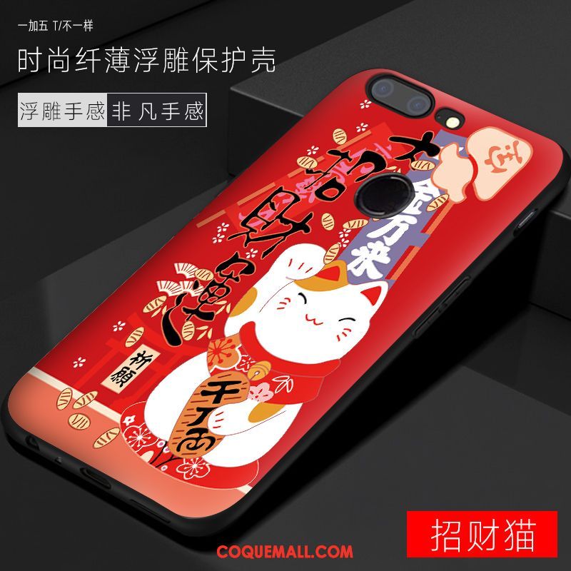 Étui Oneplus 5t Protection Rouge Incassable, Coque Oneplus 5t Fluide Doux Chat