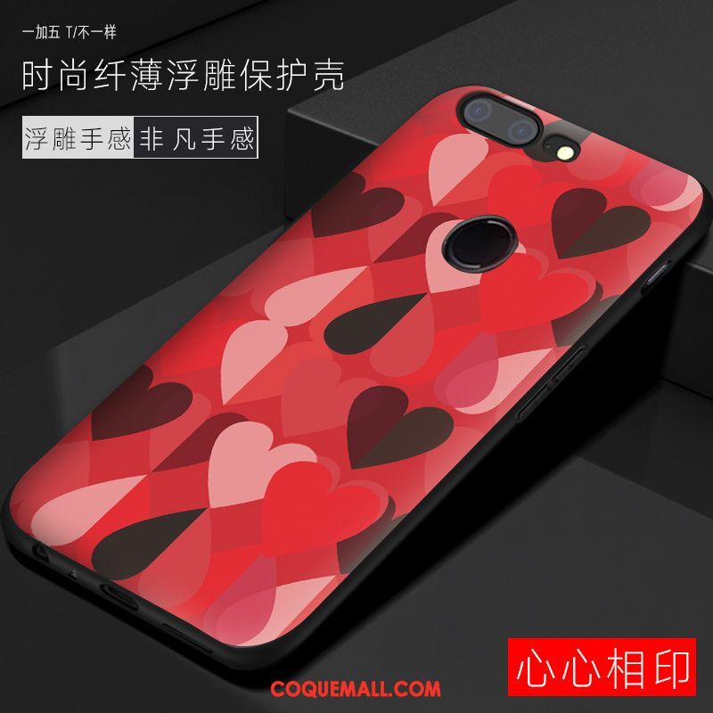 Étui Oneplus 5t Protection Rouge Incassable, Coque Oneplus 5t Fluide Doux Chat