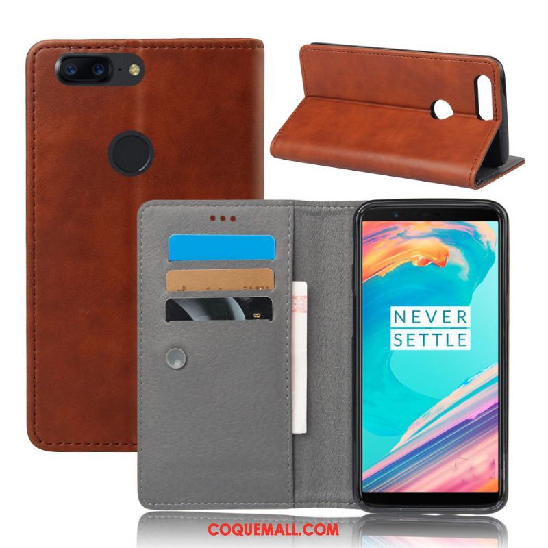 Étui Oneplus 5t Protection Vintage Étui En Cuir, Coque Oneplus 5t Business Carte