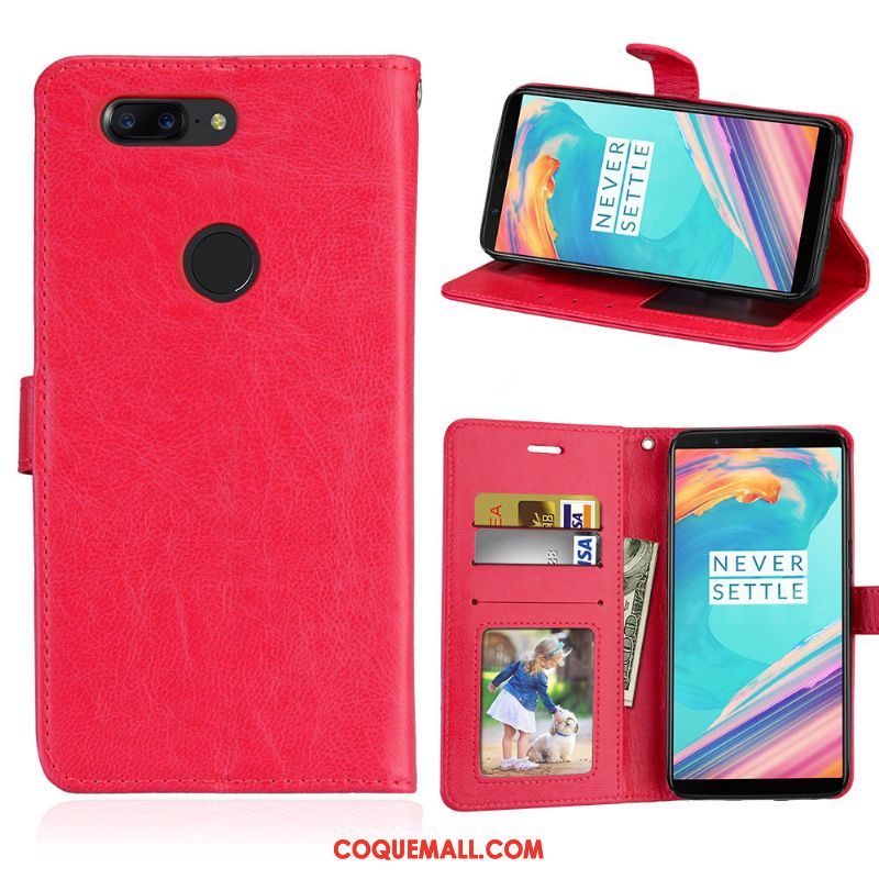 Étui Oneplus 5t Étui En Cuir Fluide Doux Rouge, Coque Oneplus 5t Protection Portefeuille