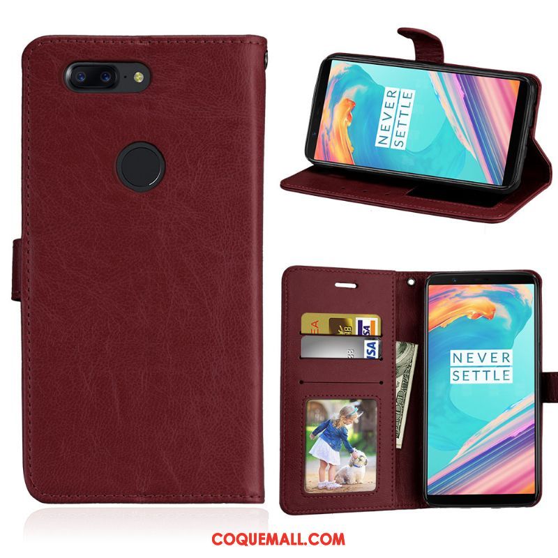 Étui Oneplus 5t Étui En Cuir Fluide Doux Rouge, Coque Oneplus 5t Protection Portefeuille