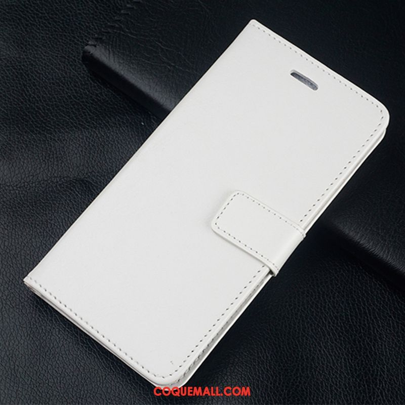 Étui Oneplus 6 Blanc Étui En Cuir Fluide Doux, Coque Oneplus 6 Clamshell Incassable