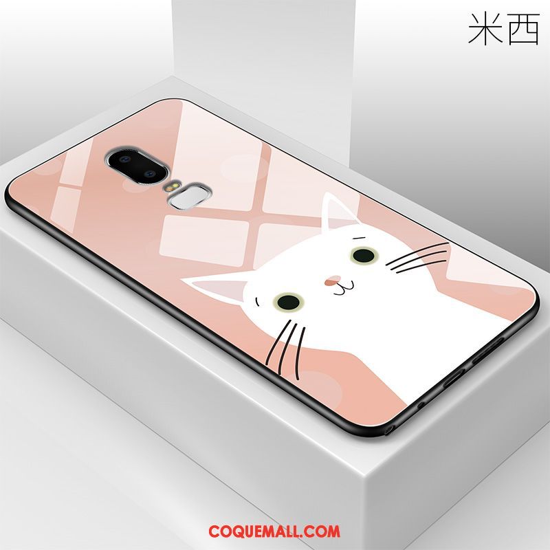 Étui Oneplus 6 Bleu Tout Compris Chat, Coque Oneplus 6 Charmant Fluide Doux