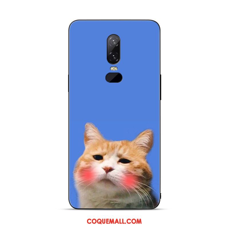 Étui Oneplus 6 Chat Silicone Charmant, Coque Oneplus 6 Incassable Bleu