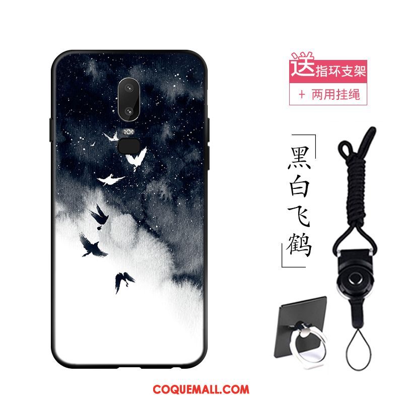 Étui Oneplus 6 Grue Fluide Doux Noir, Coque Oneplus 6 Silicone Ciel Étoilé