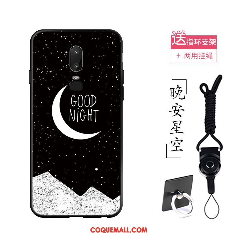 Étui Oneplus 6 Grue Fluide Doux Noir, Coque Oneplus 6 Silicone Ciel Étoilé