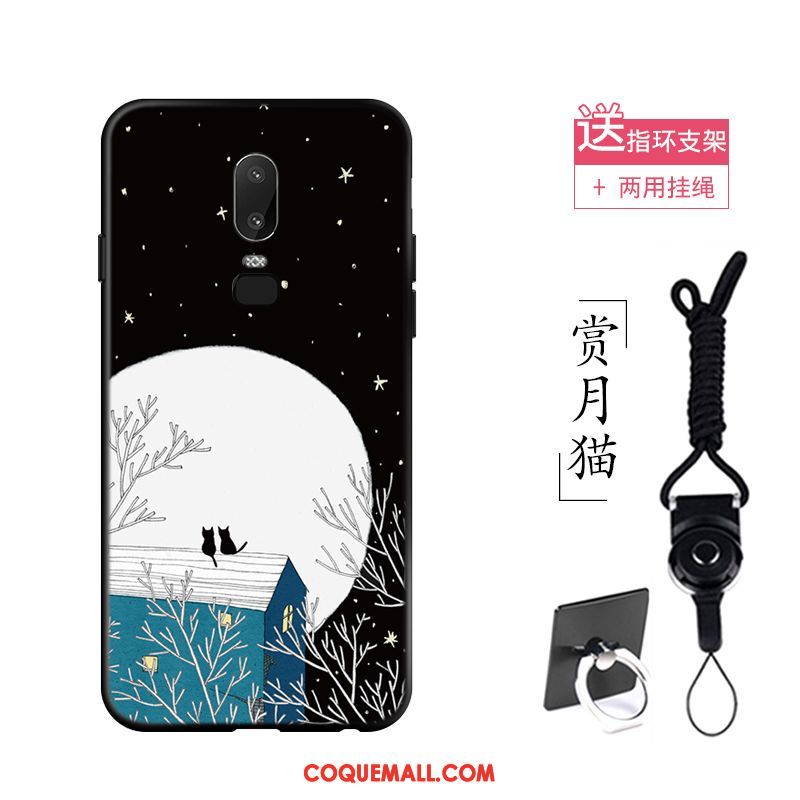 Étui Oneplus 6 Grue Fluide Doux Noir, Coque Oneplus 6 Silicone Ciel Étoilé