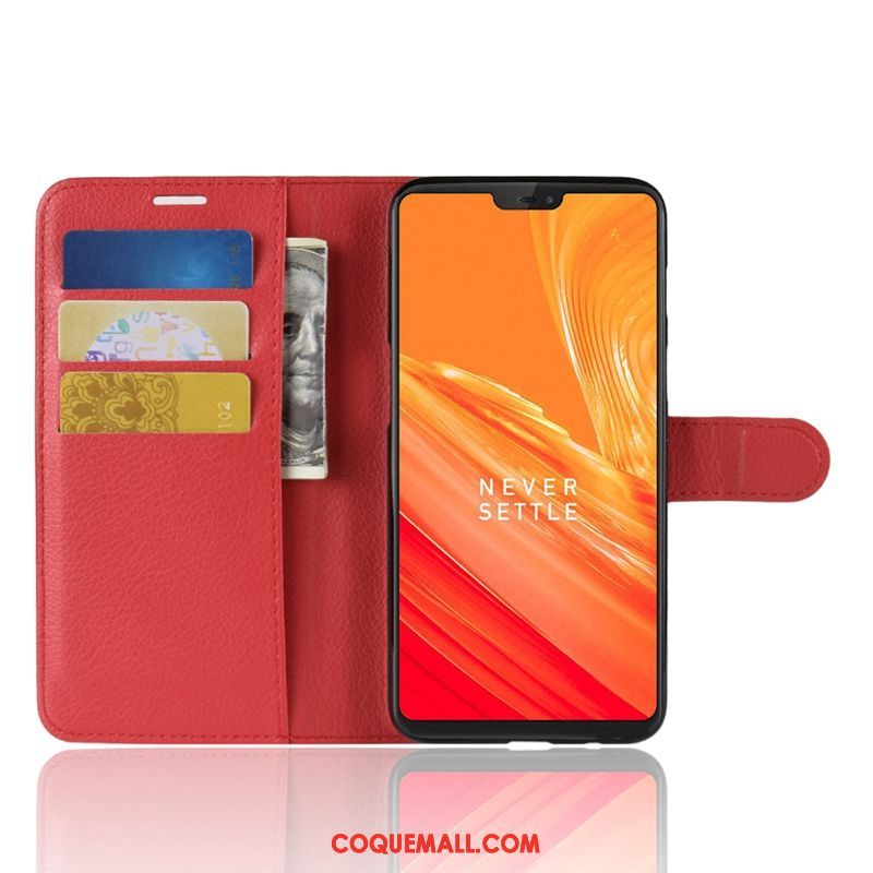 Étui Oneplus 6 Incassable Étui En Cuir Téléphone Portable, Coque Oneplus 6 Tout Compris Bleu