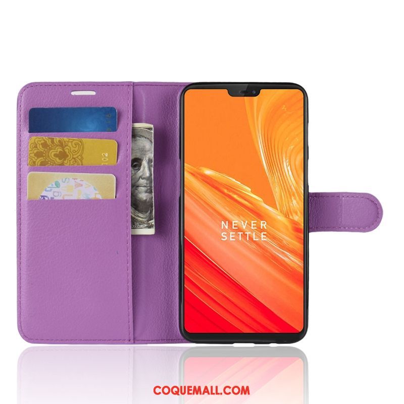 Étui Oneplus 6 Incassable Étui En Cuir Téléphone Portable, Coque Oneplus 6 Tout Compris Bleu