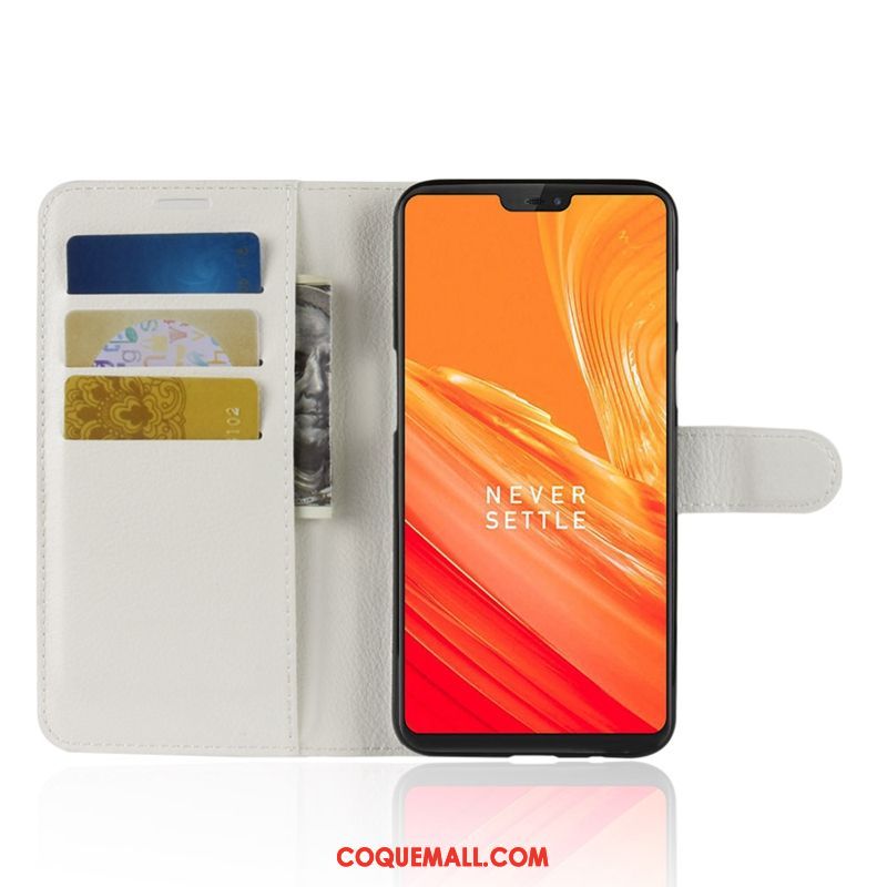 Étui Oneplus 6 Incassable Étui En Cuir Téléphone Portable, Coque Oneplus 6 Tout Compris Bleu