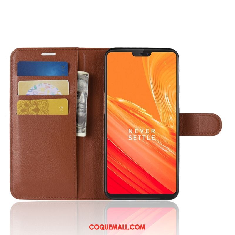 Étui Oneplus 6 Incassable Étui En Cuir Téléphone Portable, Coque Oneplus 6 Tout Compris Bleu