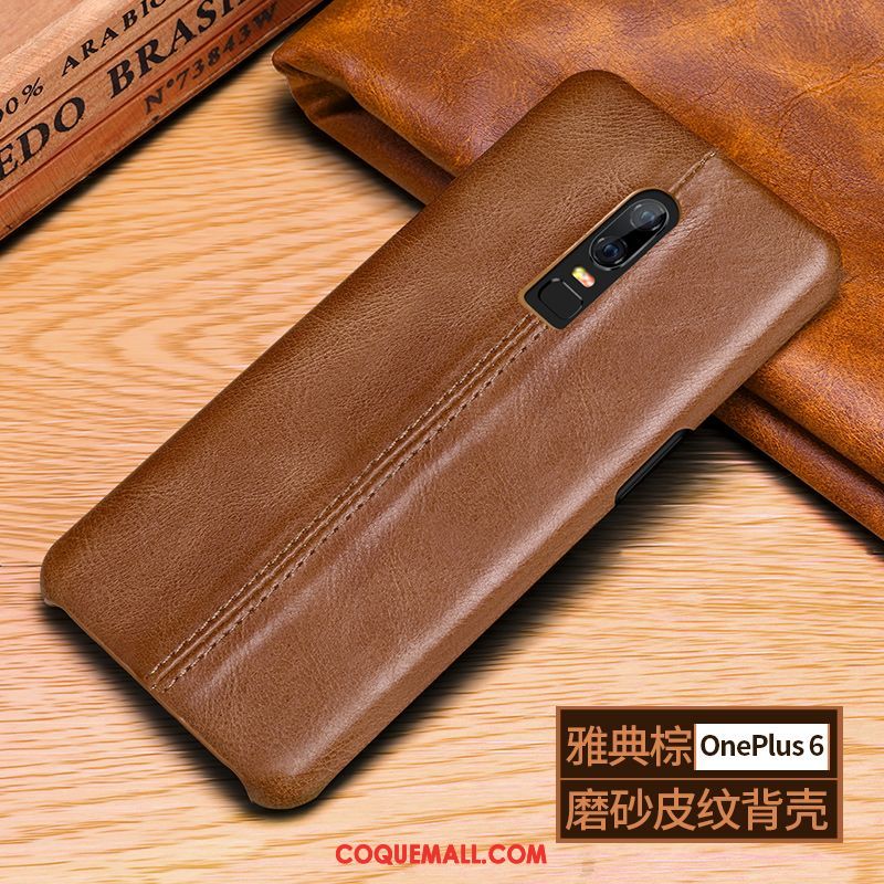 Étui Oneplus 6 Nouveau Cuir Téléphone Portable, Coque Oneplus 6 Incassable Étui En Cuir Braun