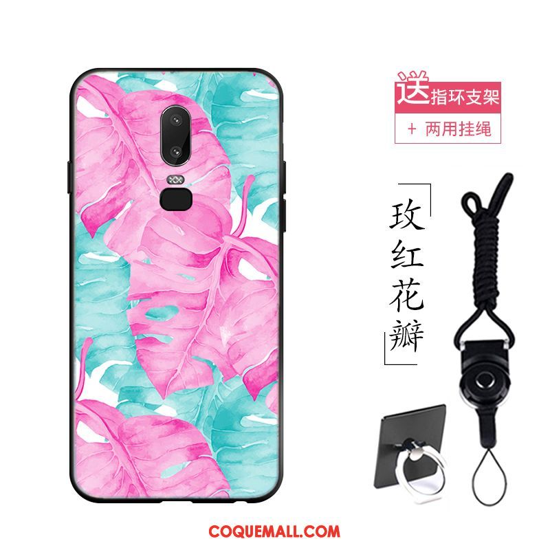 Étui Oneplus 6 Rose Fluide Doux Floral, Coque Oneplus 6 Silicone Art