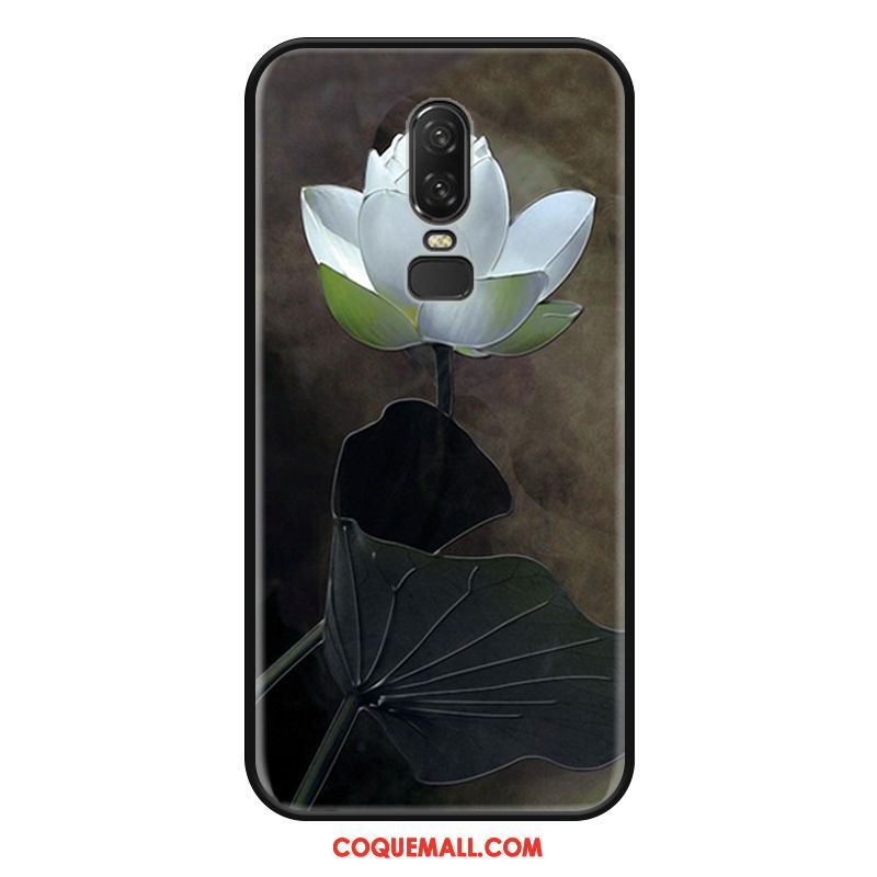 Étui Oneplus 6 Simple Vintage Style Chinois, Coque Oneplus 6 Mode Téléphone Portable