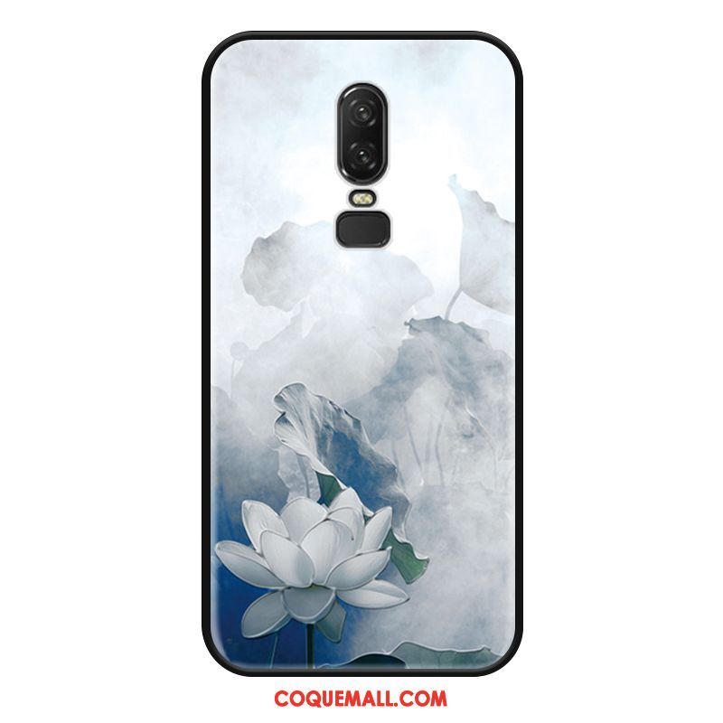 Étui Oneplus 6 Simple Vintage Style Chinois, Coque Oneplus 6 Mode Téléphone Portable