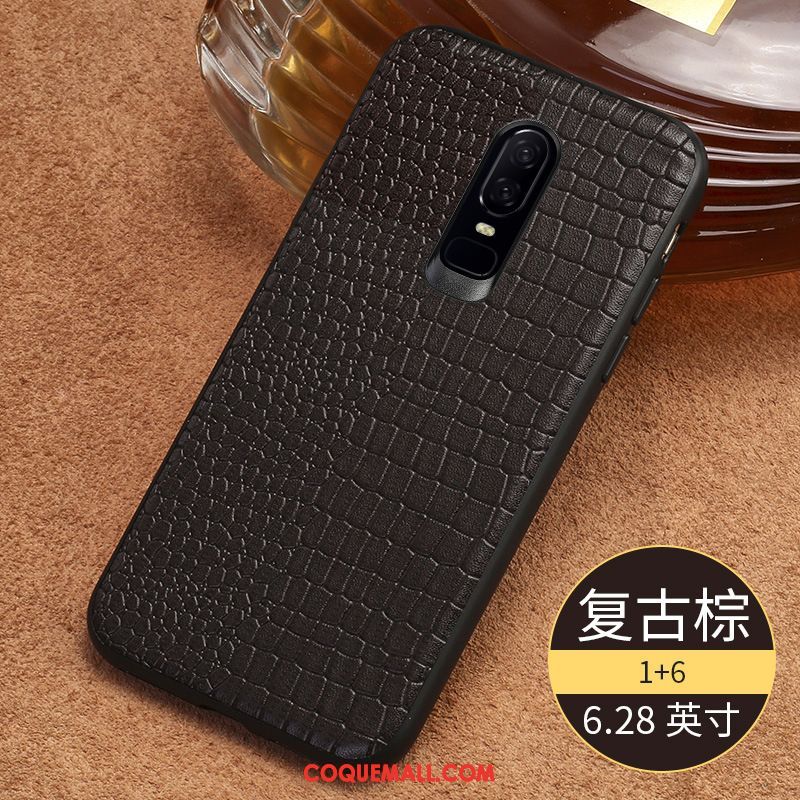 Étui Oneplus 6 Tout Compris Protection Cuir Véritable, Coque Oneplus 6 Noir Personnalisé