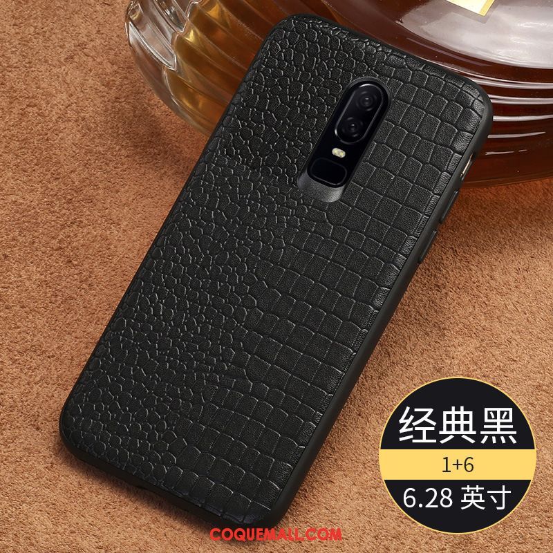 Étui Oneplus 6 Tout Compris Protection Cuir Véritable, Coque Oneplus 6 Noir Personnalisé