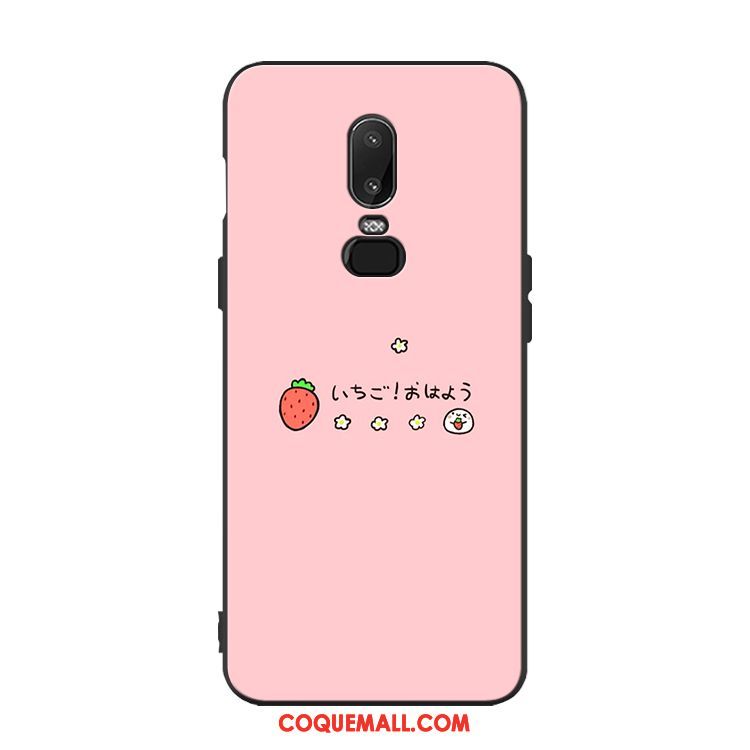 Étui Oneplus 6 Téléphone Portable Rose Incassable, Coque Oneplus 6 Fraise Charmant