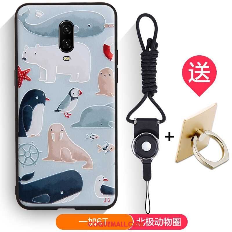 Étui Oneplus 6t Créatif Bleu Protection, Coque Oneplus 6t Fluide Doux Téléphone Portable