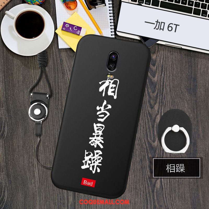 Étui Oneplus 6t Créatif Fluide Doux Modèle, Coque Oneplus 6t Noir Téléphone Portable