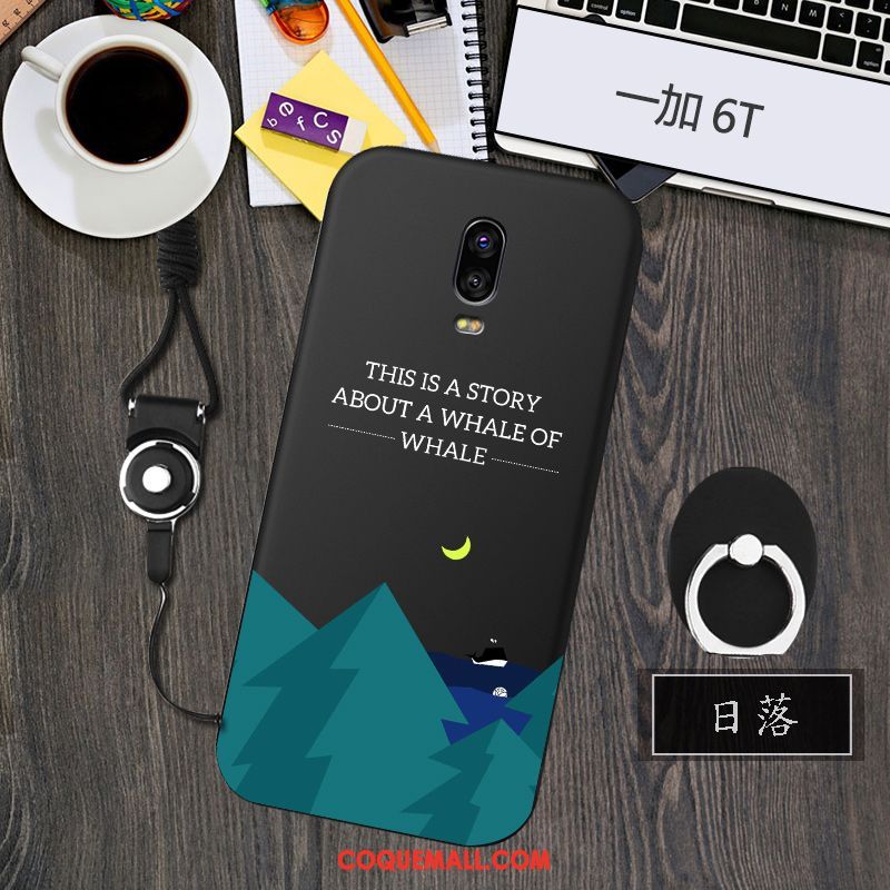 Étui Oneplus 6t Créatif Fluide Doux Modèle, Coque Oneplus 6t Noir Téléphone Portable