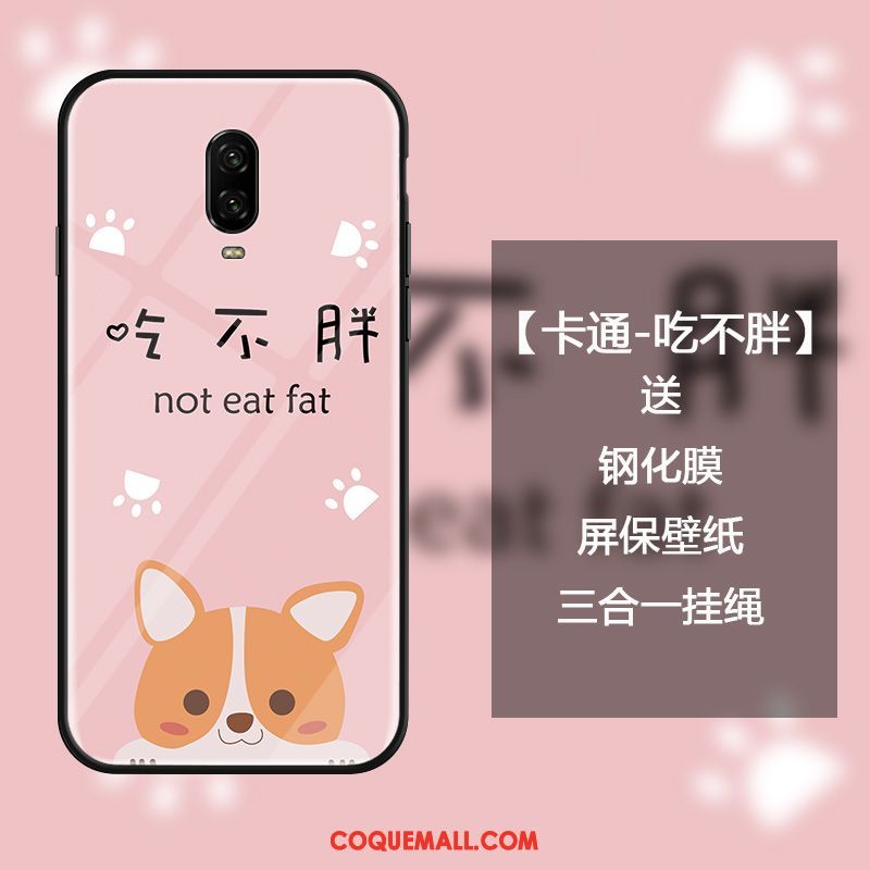 Étui Oneplus 6t Dessin Animé Tendance Protection, Coque Oneplus 6t Charmant Rose