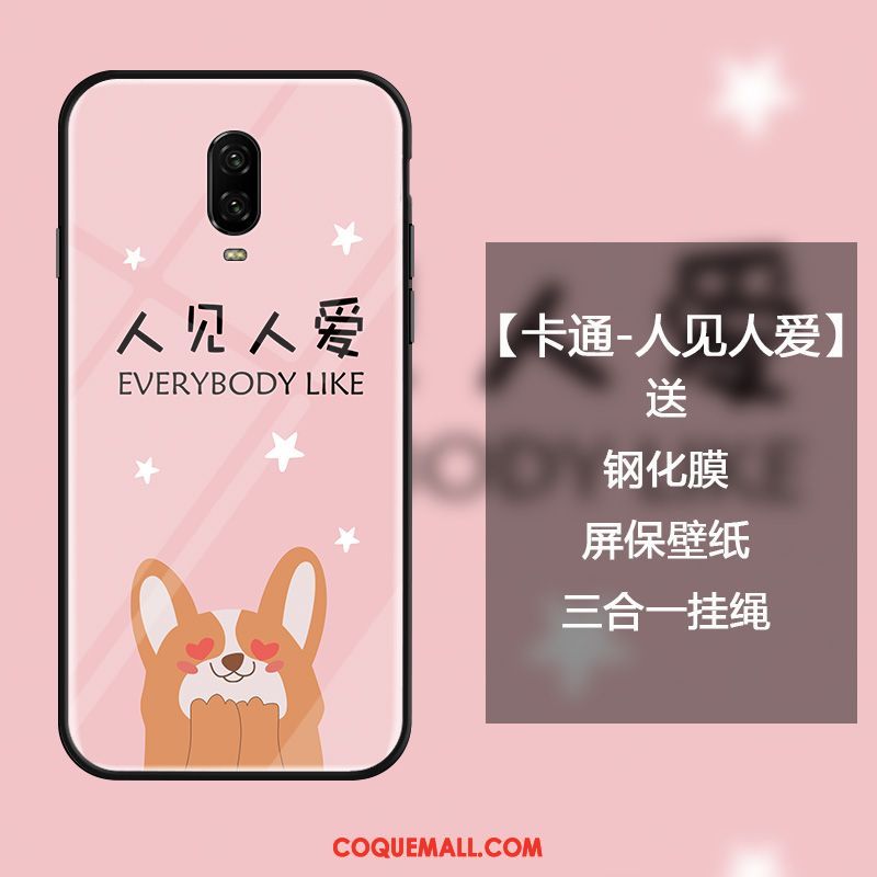 Étui Oneplus 6t Dessin Animé Tendance Protection, Coque Oneplus 6t Charmant Rose