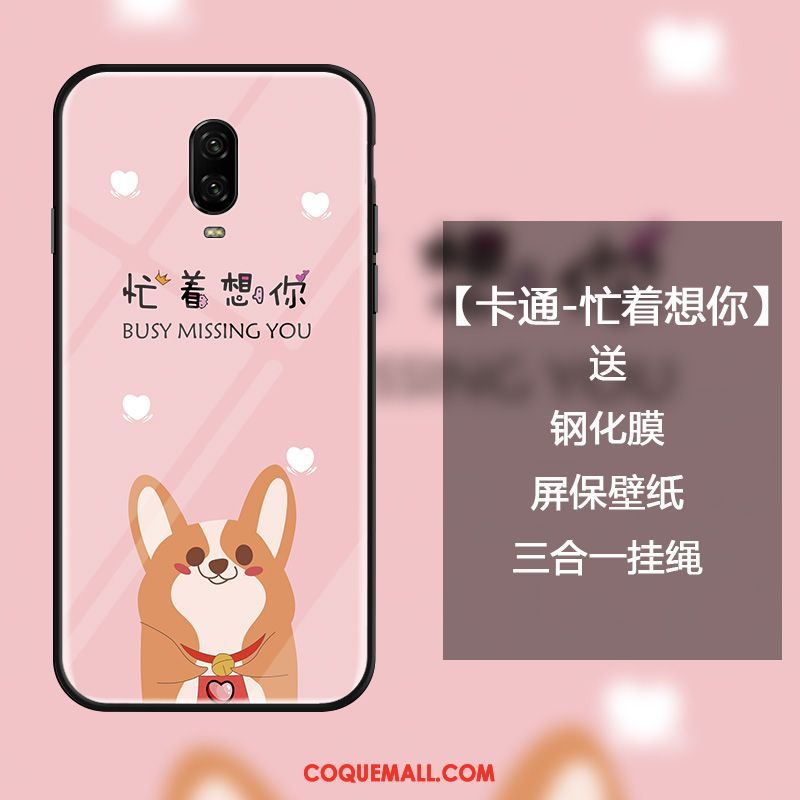 Étui Oneplus 6t Dessin Animé Tendance Protection, Coque Oneplus 6t Charmant Rose