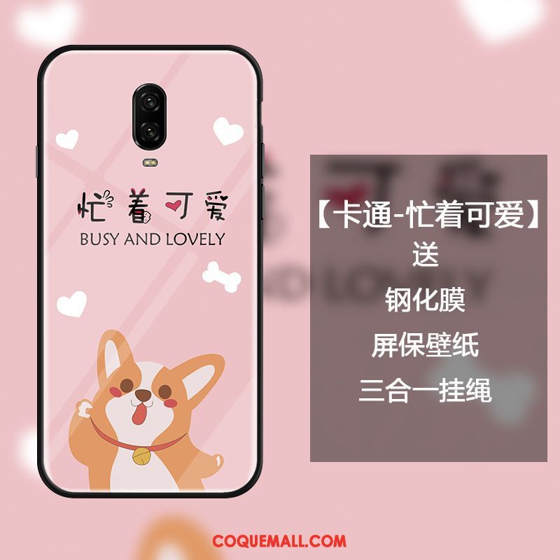 Étui Oneplus 6t Dessin Animé Tendance Protection, Coque Oneplus 6t Charmant Rose