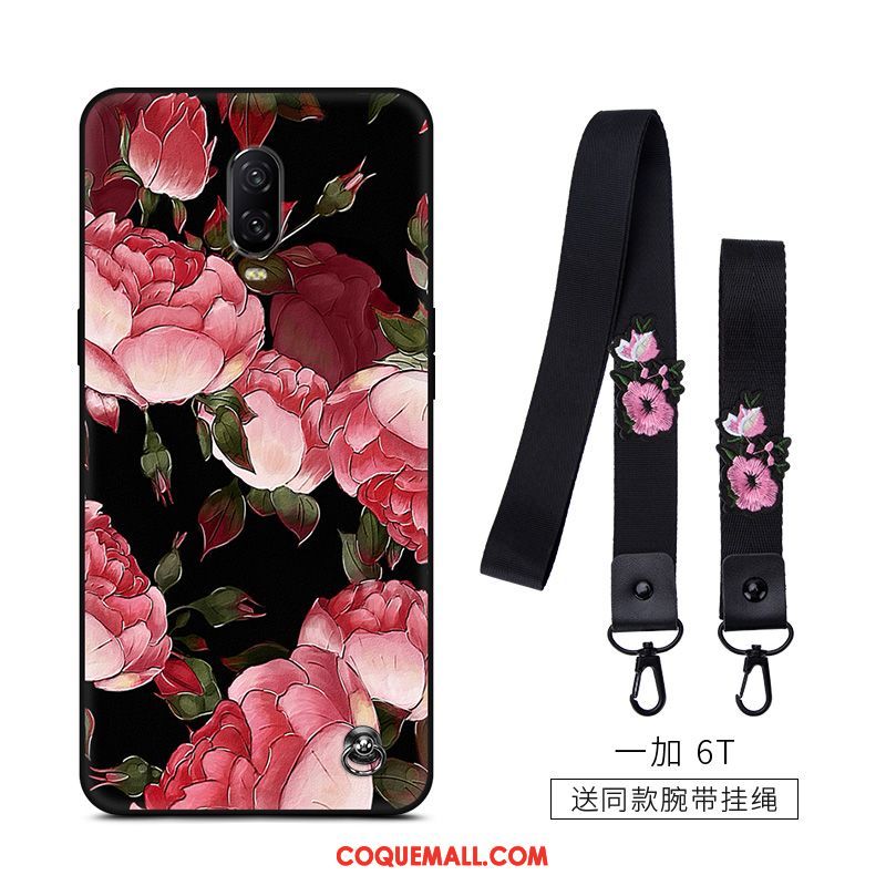 Étui Oneplus 6t Fluide Doux Art Fleur, Coque Oneplus 6t Tout Compris Tendance