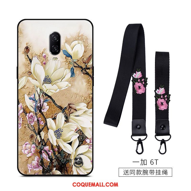 Étui Oneplus 6t Fluide Doux Art Fleur, Coque Oneplus 6t Tout Compris Tendance