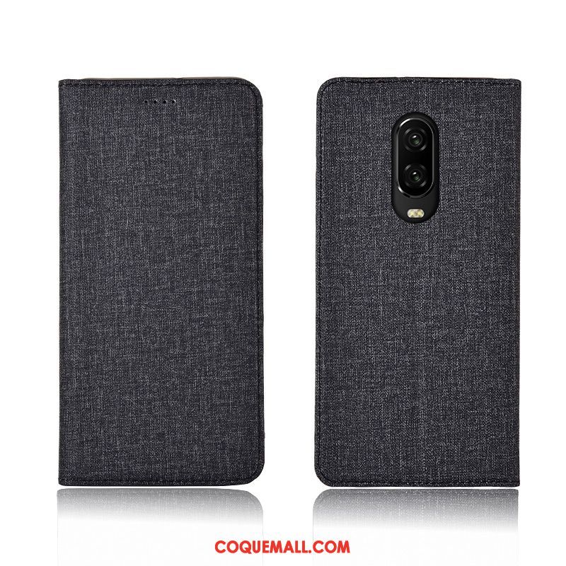 Étui Oneplus 6t Lin Téléphone Portable Tout Compris, Coque Oneplus 6t Étui En Cuir Rose