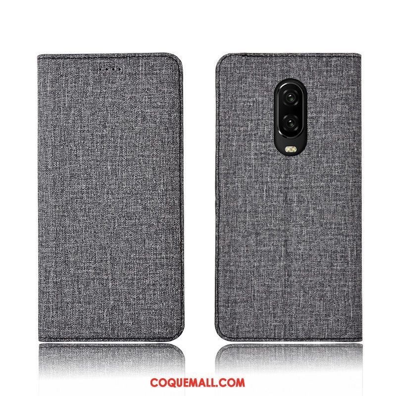 Étui Oneplus 6t Lin Téléphone Portable Tout Compris, Coque Oneplus 6t Étui En Cuir Rose