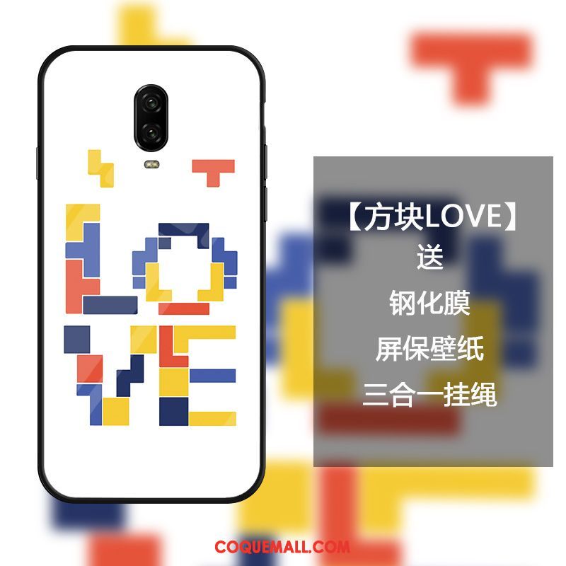 Étui Oneplus 6t Mode Verre Protection, Coque Oneplus 6t Personnalité Ornements Suspendus