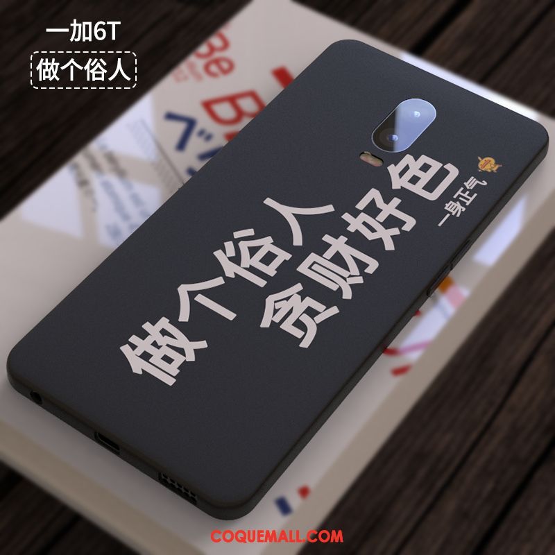 Étui Oneplus 6t Noir Incassable Silicone, Coque Oneplus 6t Créatif Téléphone Portable