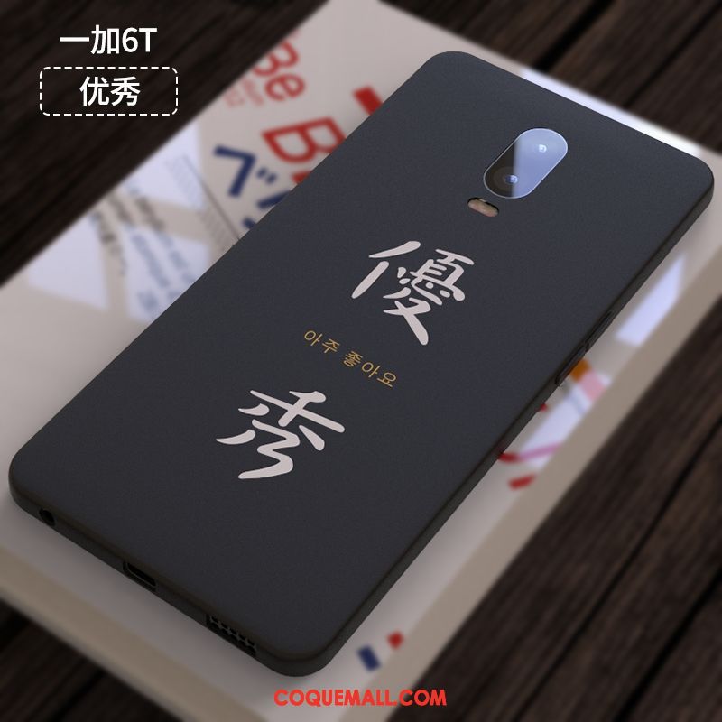 Étui Oneplus 6t Noir Incassable Silicone, Coque Oneplus 6t Créatif Téléphone Portable