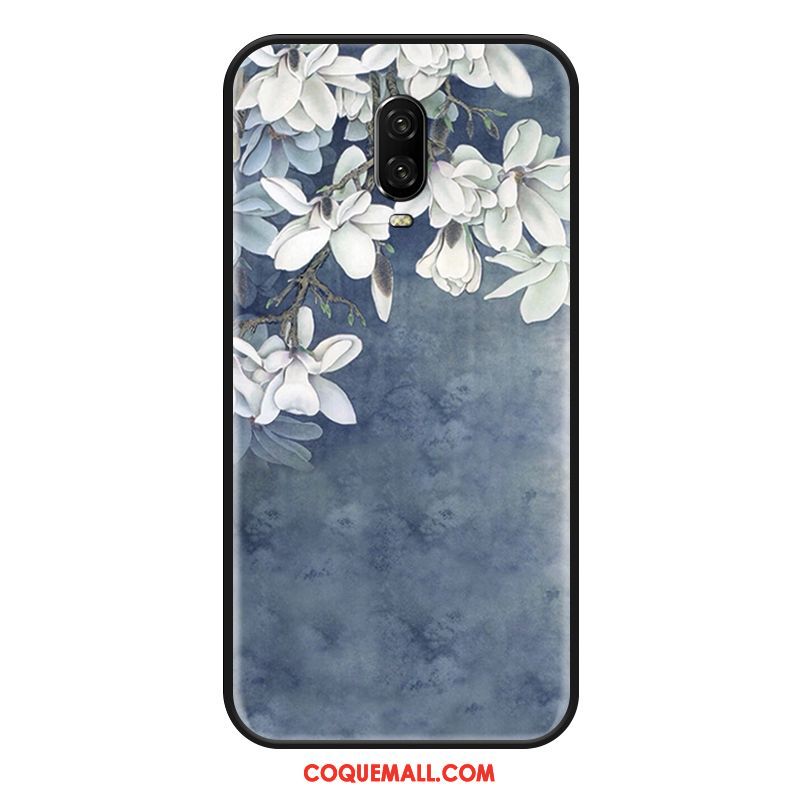 Étui Oneplus 6t Personnalité Mois Fleur, Coque Oneplus 6t Gaufrage Téléphone Portable