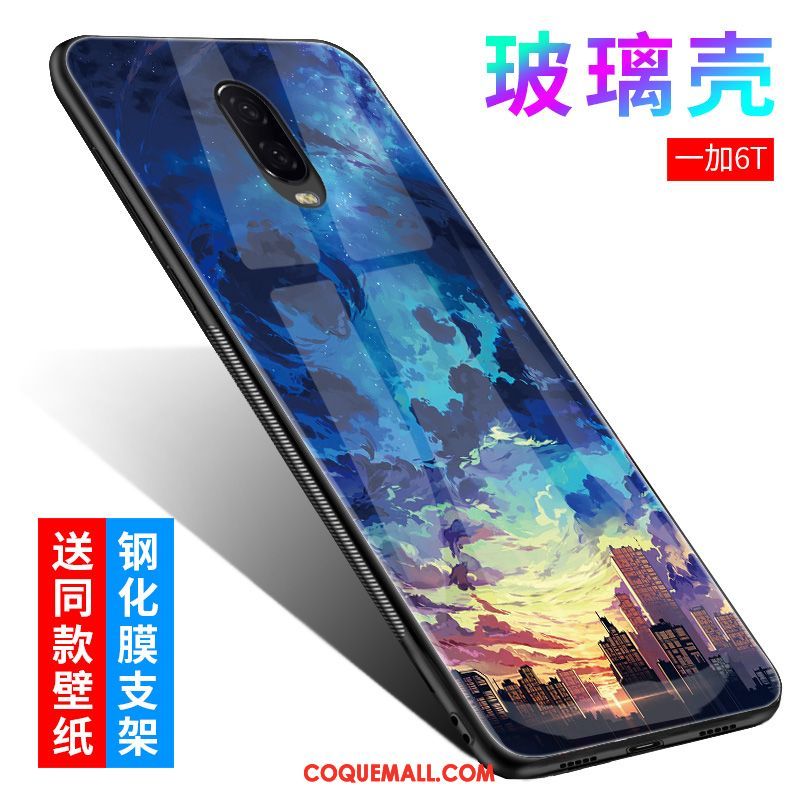 Étui Oneplus 6t Téléphone Portable Protection Fluide Doux, Coque Oneplus 6t Tout Compris Bleu Marin