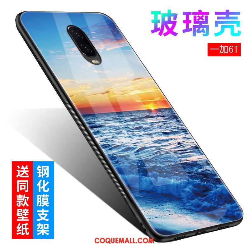 Étui Oneplus 6t Téléphone Portable Protection Fluide Doux, Coque Oneplus 6t Tout Compris Bleu Marin