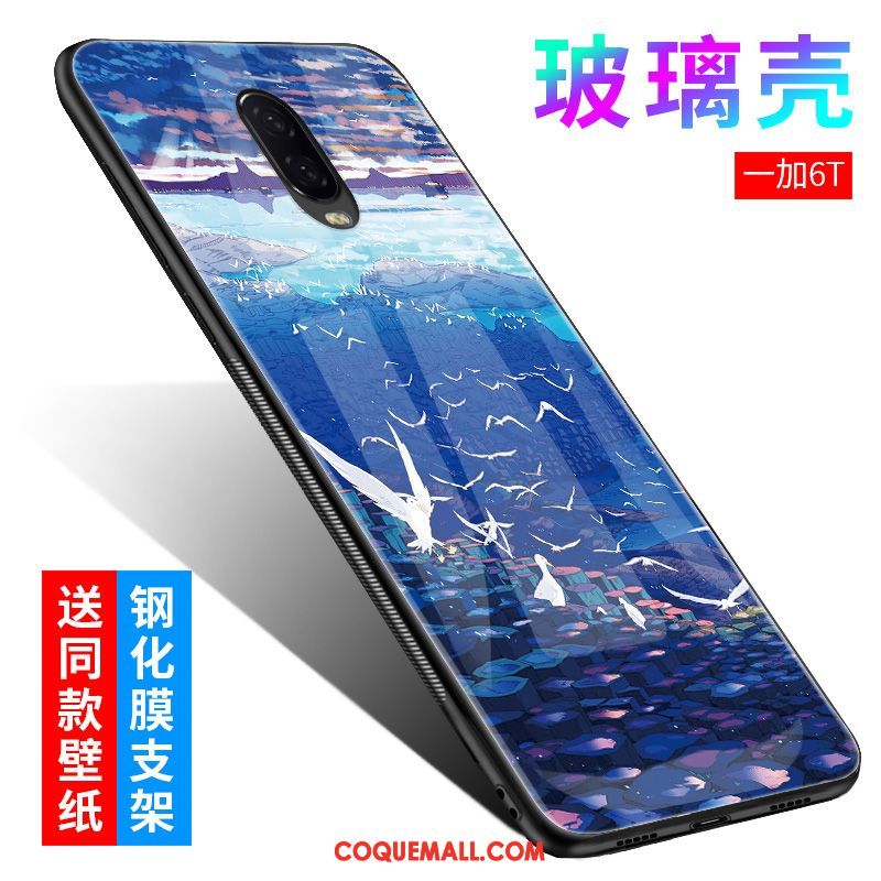 Étui Oneplus 6t Téléphone Portable Protection Fluide Doux, Coque Oneplus 6t Tout Compris Bleu Marin