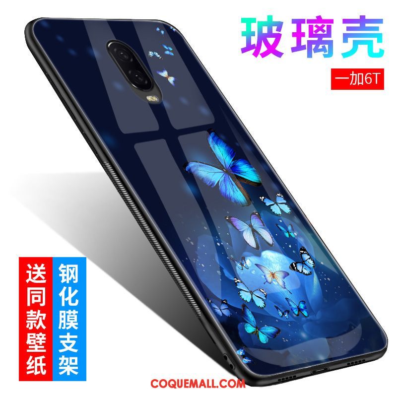 Étui Oneplus 6t Téléphone Portable Protection Fluide Doux, Coque Oneplus 6t Tout Compris Bleu Marin