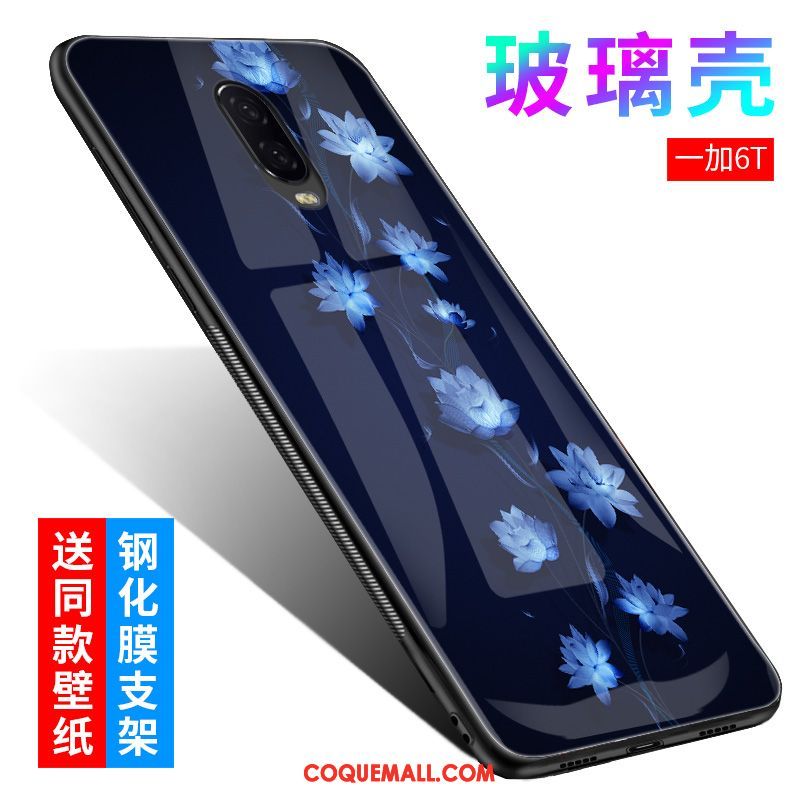 Étui Oneplus 6t Téléphone Portable Protection Fluide Doux, Coque Oneplus 6t Tout Compris Bleu Marin