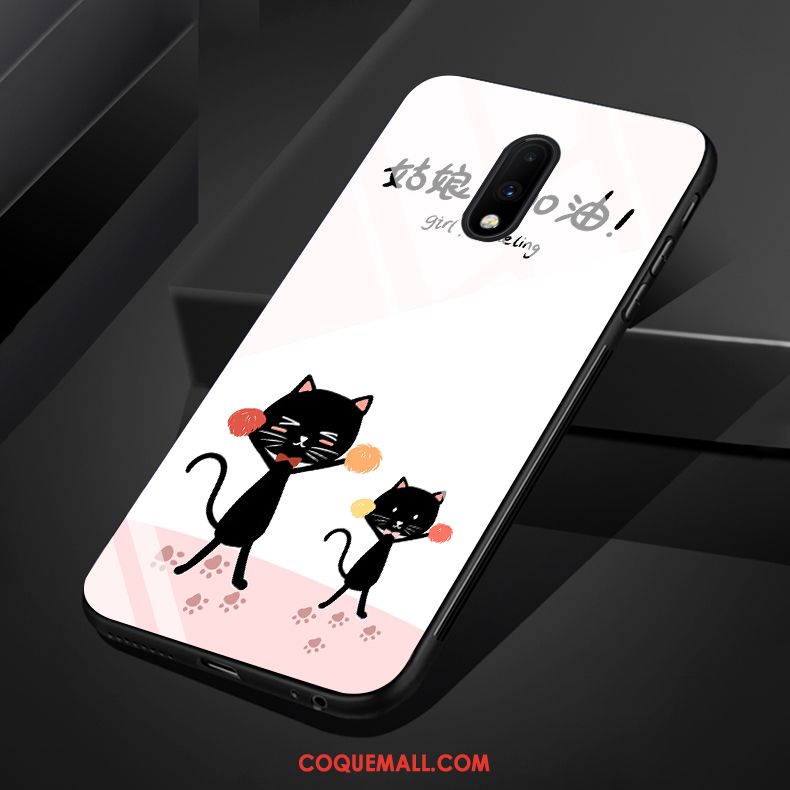 Étui Oneplus 7 Chat Simple Amoureux, Coque Oneplus 7 Téléphone Portable Charmant