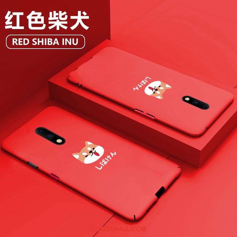 Étui Oneplus 7 Net Rouge Marque De Tendance Personnalité, Coque Oneplus 7 Délavé En Daim Tout Compris