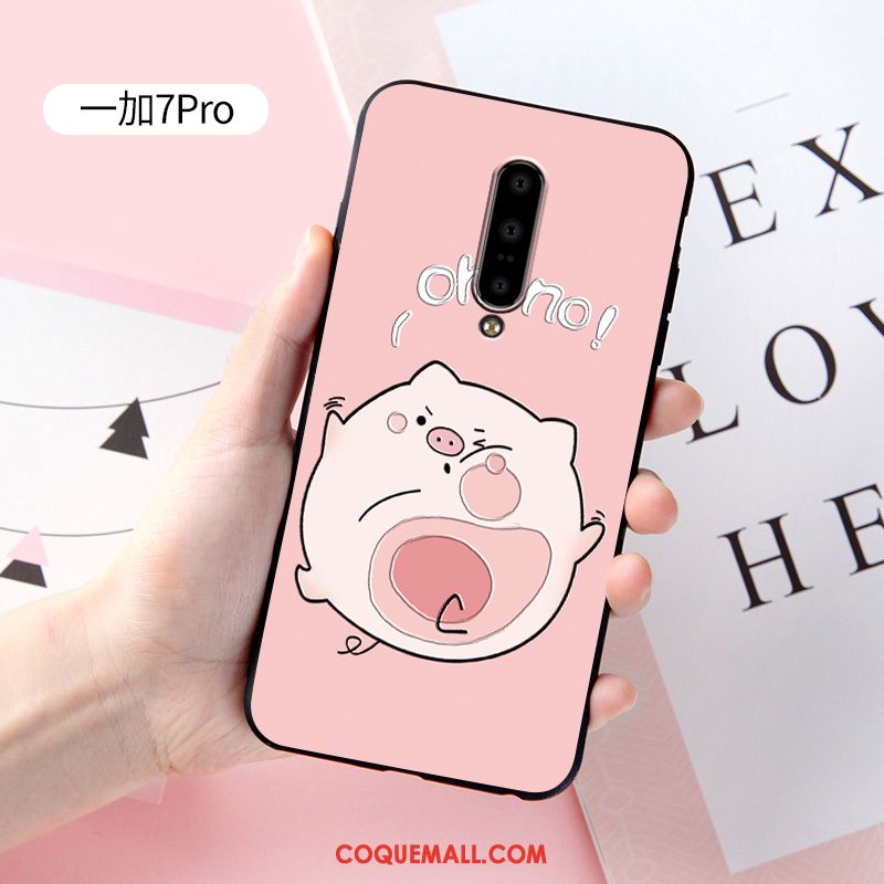 Étui Oneplus 7 Pro Délavé En Daim Personnalisé Protection, Coque Oneplus 7 Pro Tout Compris Rose