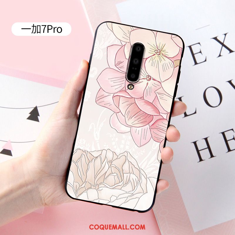 Étui Oneplus 7 Pro Délavé En Daim Personnalisé Protection, Coque Oneplus 7 Pro Tout Compris Rose