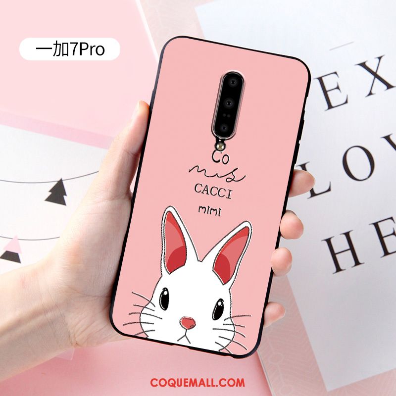 Étui Oneplus 7 Pro Délavé En Daim Personnalisé Protection, Coque Oneplus 7 Pro Tout Compris Rose