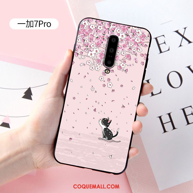 Étui Oneplus 7 Pro Délavé En Daim Personnalisé Protection, Coque Oneplus 7 Pro Tout Compris Rose