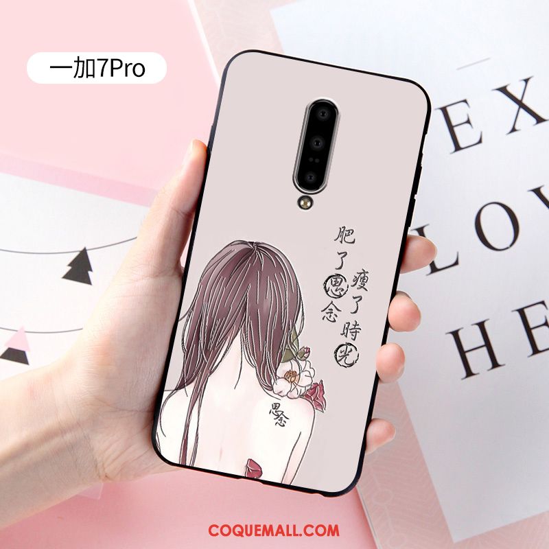 Étui Oneplus 7 Pro Délavé En Daim Personnalisé Protection, Coque Oneplus 7 Pro Tout Compris Rose